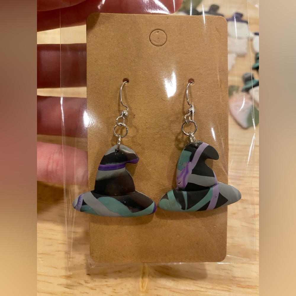 Supercute Polymer Clay Witch Hat Earrings